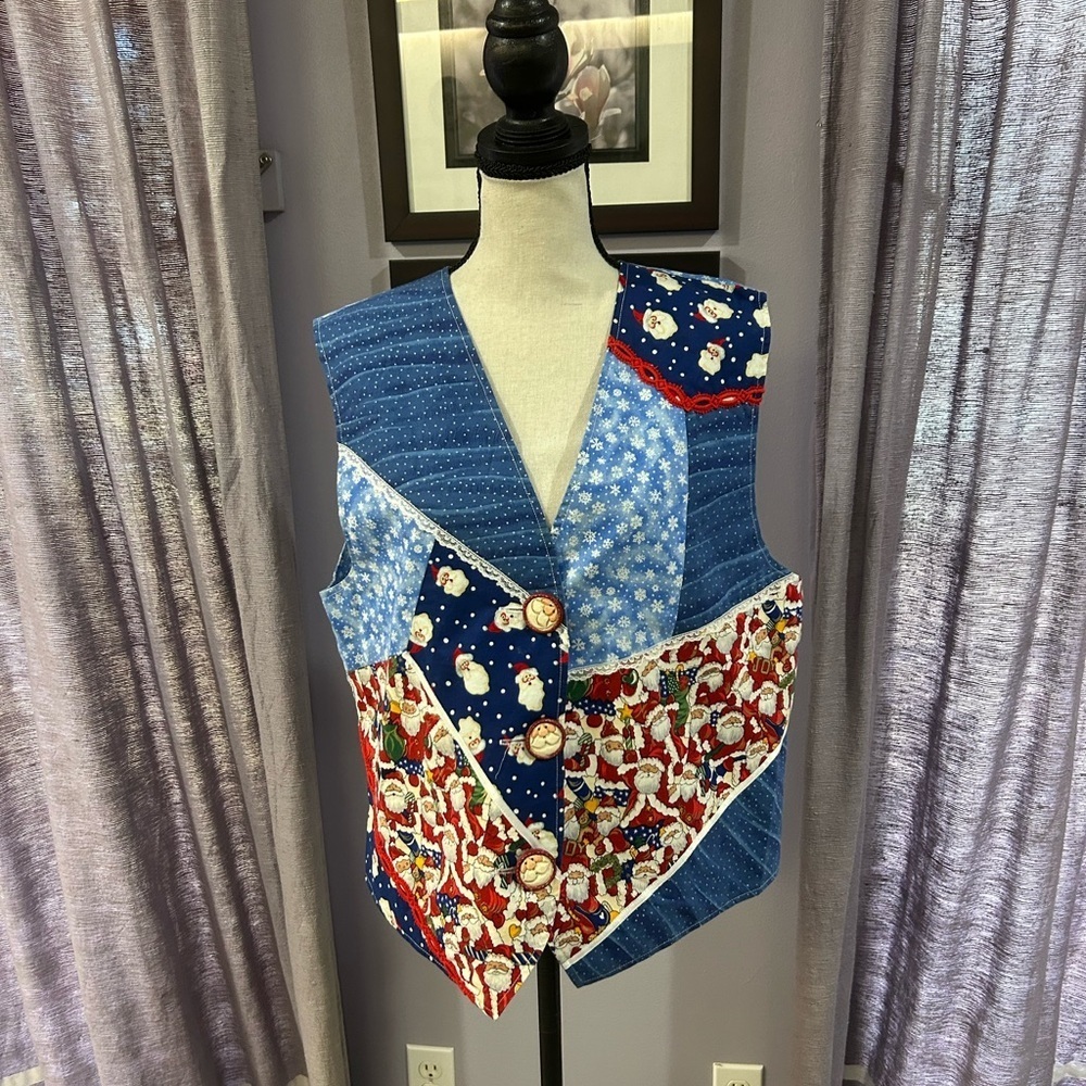 Handmade Patchwork Vest with Santa Design